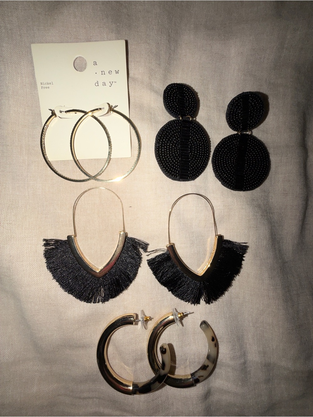 a new day Gold and Black Mixed Earring Set - Four Pairs